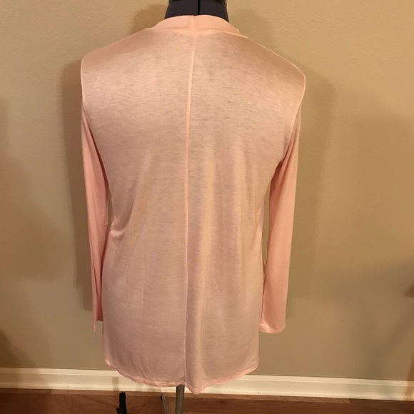 Mock neck, keyhole, crisscross long sleeve top. - Picture 3 of 5
